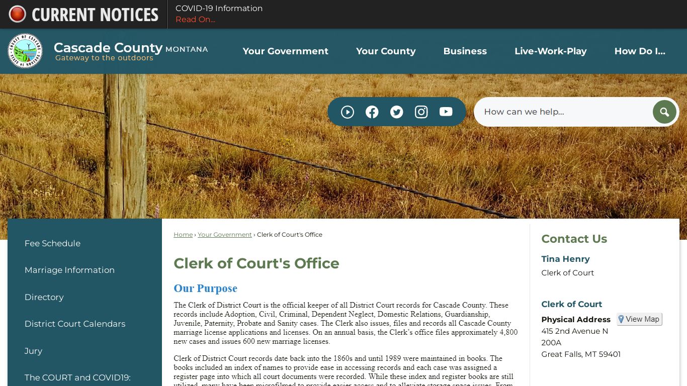 Clerk of Court's Office | Cascade County, MT