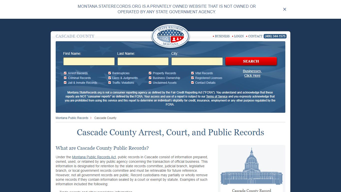 Cascade County Arrest, Court, and Public Records