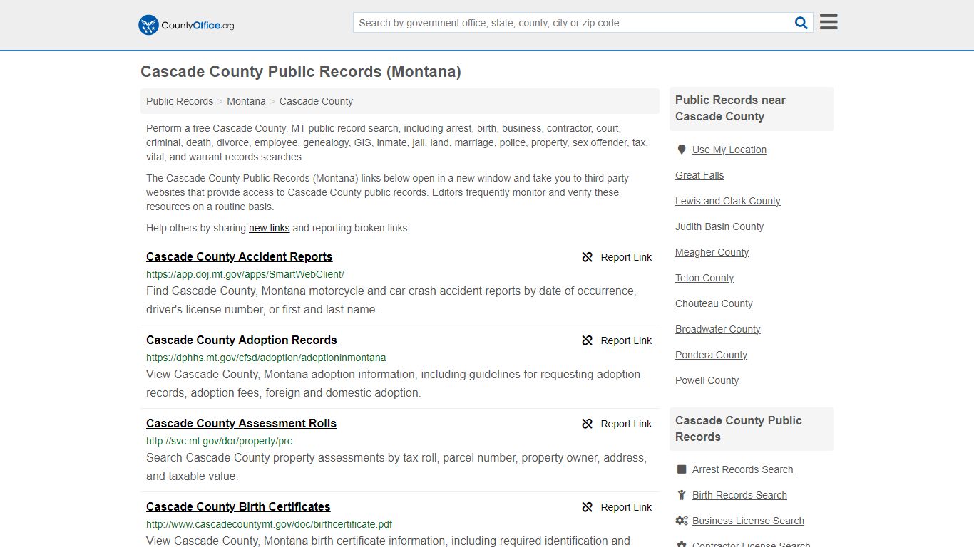 Cascade County Public Records (Montana) - County Office