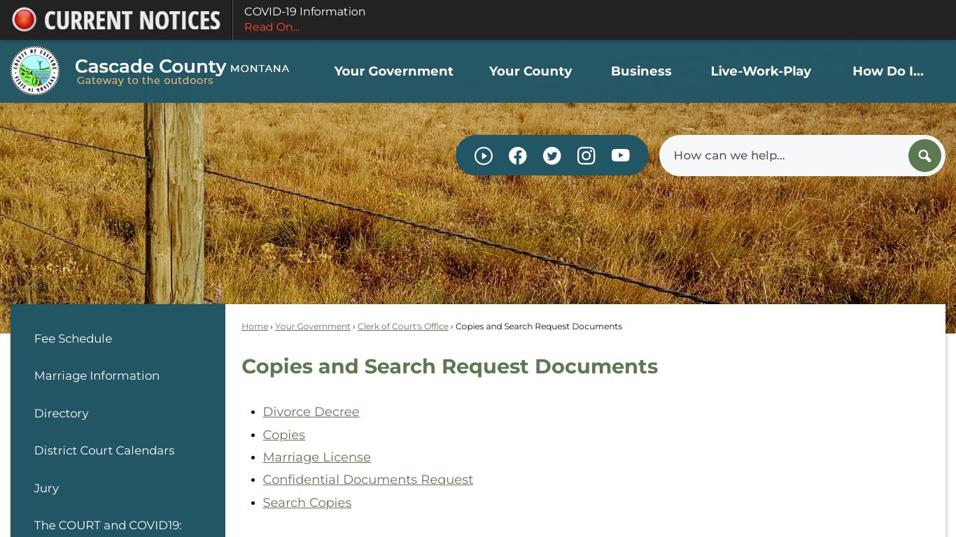 Copies and Search Request Documents | Cascade County, MT